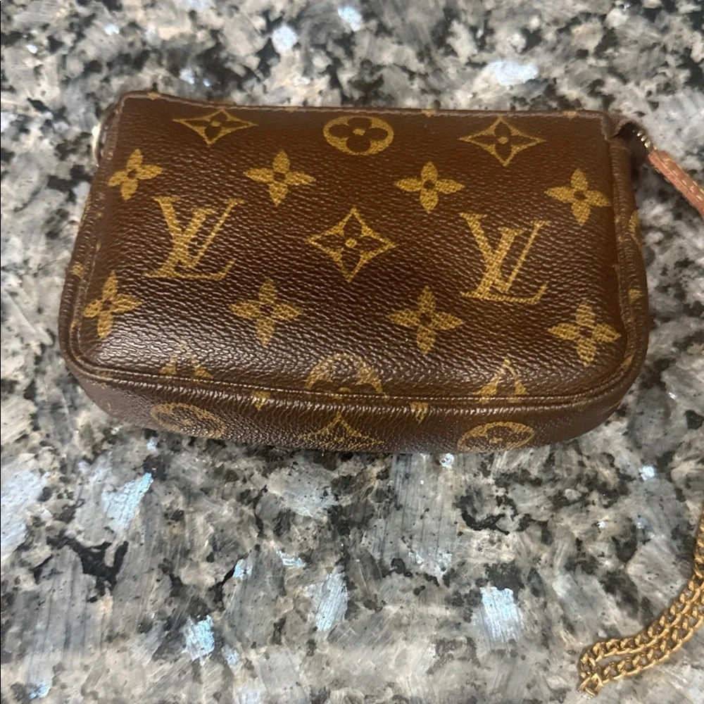 Louis Vuitton Brown and Gold Monogram Pouch